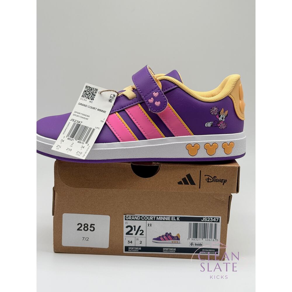 Adidas x Disney Grand Court Minnie, Purple/Pink Kids Size 2.5 NIB/NWT - Picture 3 of 3